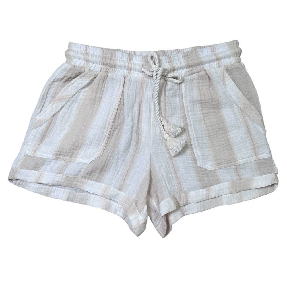 Ocean Drive Women’s Small Sand Stripe Cotton Gauze Pull On Short